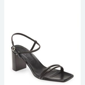Aeyde Helene Black Leather Block Heel Sandals 40.5=9.5
